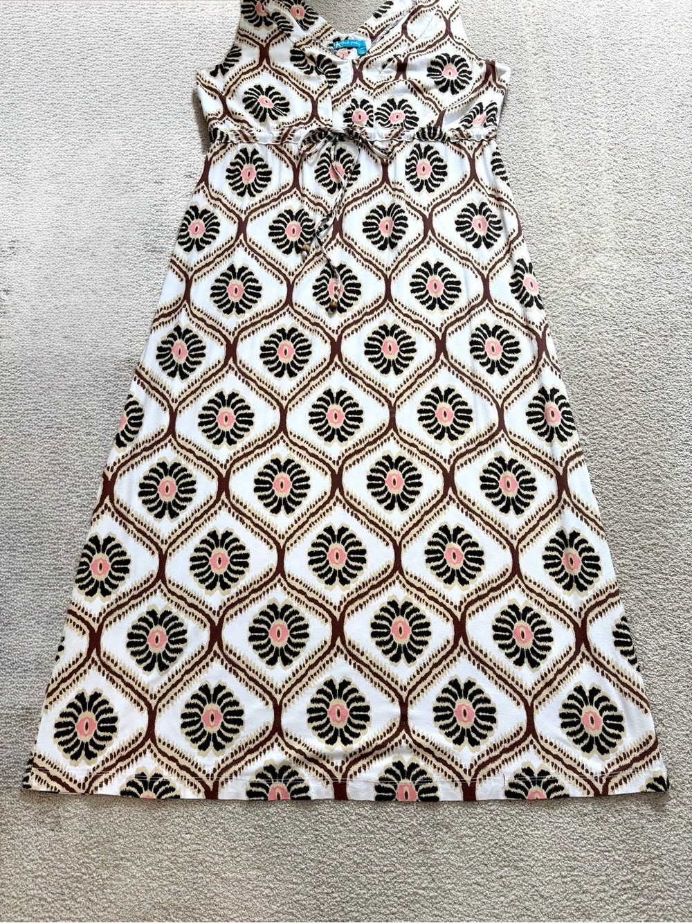 Fresh Produce Maxi Sleeveless Geometric V-Neck Empire Waist Summer Dress XL - Picture 4 of 15